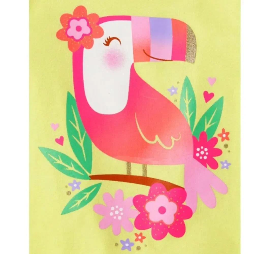 CHILDREN'S PLACE Yellow Toucan Graphic Short Sleeve T-Shirt NEW Girls Size 4T